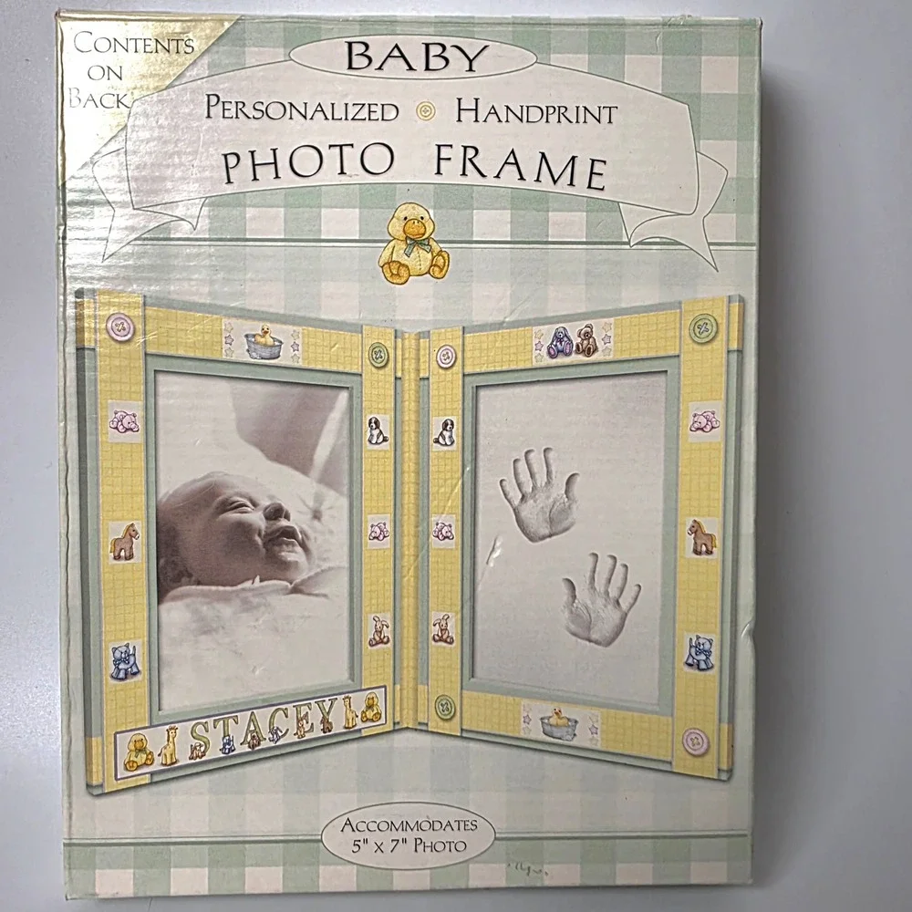 T.A.R. Designs Baby Personalized Handprint Photo Frame Kit 5x7 Yellow Green New